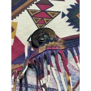 Vtg Shirt Women's 90s Aztec Western Native American Crop Top Fringe Boho Country